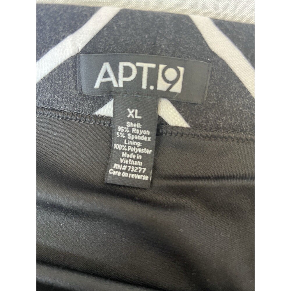 Apt 9 Pencil Skirt XL Black White Chevron Stripe Stretch Slim Midi Lined - Picture 4 of 6